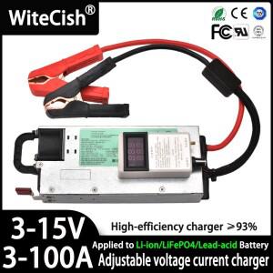 3-15V 3-100A 12V 100A 80A 조절식 충전기 14.6V 100A 12.6V 60A 30A 리튬 폴리머 배터리용 리튬 이온 배터