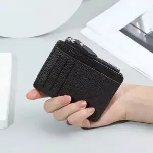 패션 미니 ID 카드 소지자 가방 남자/여자 비즈니스 신용 가죽 슬림 은행 케이스 주최자 지갑 지퍼