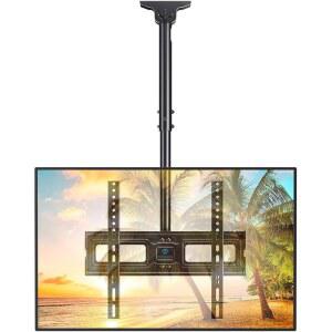 26-65인치 평면 디스플레이를 위한 PERLESMITH 천장 TV 마운트, Max VESA 400x400mm, 걸이 조절 가능한 브래킷, 대부분의 LCD LED OLED 4K TV에 적합, 폴 마운트는 최대 110파운드, PSCM2