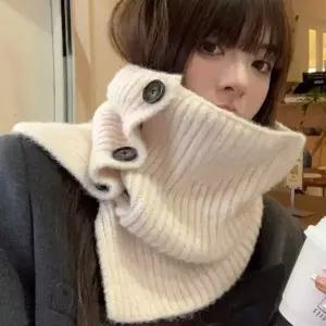 캐주얼 쓰리버튼 골지 니트 방한 넥워머 머플러 목토시 여자머플러