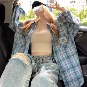 스카이 체크 셔츠 남방 긴팔 간절기 캐주얼 댄디 가을 데일리룩