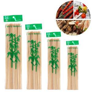 270/90pcs 천연 대나무 바베큐 꼬치 스틱 일회용 Kabob 굽고 전채 15/20/25/30cm