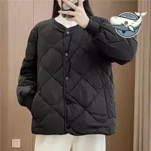 포근한 경량 노카라 패딩 브이넥 오버핏 아우터 여성아우터 여성점퍼 캐주얼점퍼