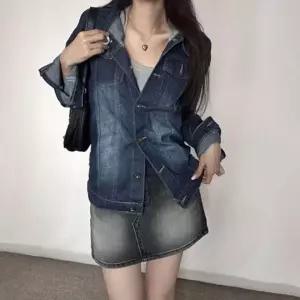여성 자연워싱 스탠다드핏 데님 항공 자켓 청아우터