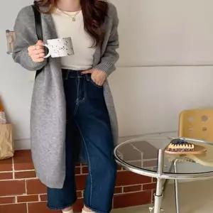 여성 4컬러 심플 모던 롱 니트가디건 간절기 봄 가을