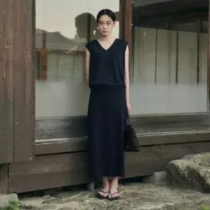 COSIA H-LINE LINEN SKIRT NAVY1332821