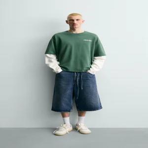 ZARA 더블 페이크 슬리브 스웨트셔츠 - 초록 0722/486/500
