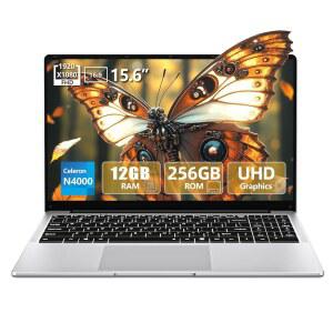 셀러론 N4000이 있는 15.6인치 노트북, 2025 기존 컨버터블 노트북 256GB 넷북 컴퓨터 IPS WiFi+BT4.2+미니 HDMI+TF FHD 게이밍 1920x1080, SSD, 12GB LPDDR4 슬롯, 180 카드