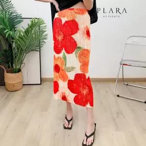 플라라 (88까지)플리츠플라워오렌지스커트