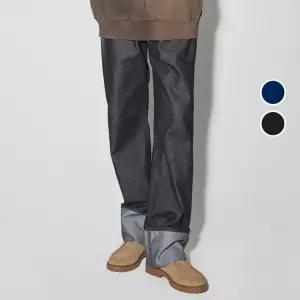 남성 턴업 와이드핏 데님 팬츠 생지 청바지 B255Z0070P