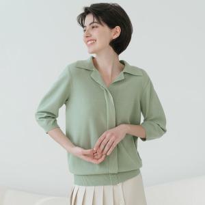 [바스카라] 브이 오픈 카라넥 7부 니트 (5colors)