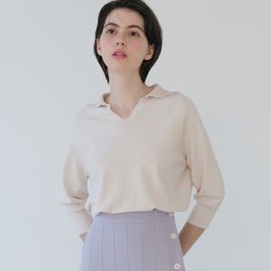 [바스카라] 브이 카라넥 래글런 8부 니트 (3colors)