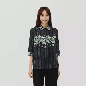 [PAT 여성] 프린트 믹스 인견 블라우스_1J42520