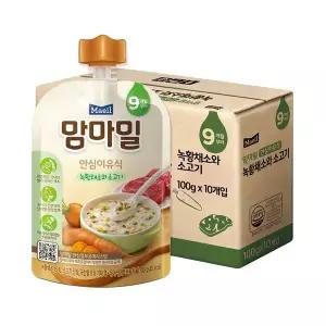 맘마밀 이유식 9개월 녹황채소와 소고기100g x 10팩