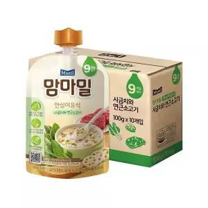 맘마밀 이유식 9개월 시금치와 연근소고기100g x 10팩