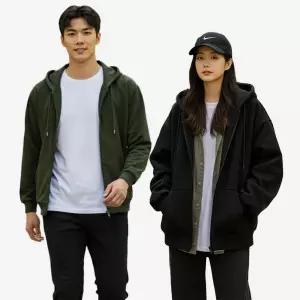 [아이에스이랩]1+1 남여공용 오버핏 집업 후드집업 아우터 3JK030