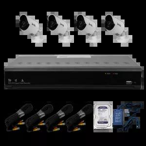 화인츠 500만화소 4채널 CCTV자가설치세트 패키지 실외 CCTV 녹화기 카메라4개 20m케이블 2TB XRT4104