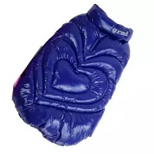 강아지 하트 패딩 조끼 블루 2XL 1P 하네스 구멍 겨울 산책옷