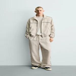 ZARA 자라 콘트라스트 밴드 스트럭처 조거 팬츠 - 크림 3918/426/712 125975