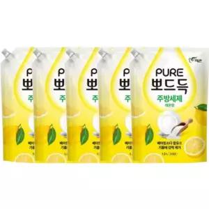 피죤 퓨어 뽀드득 주방세제 레몬향 리필 1.2L 5개