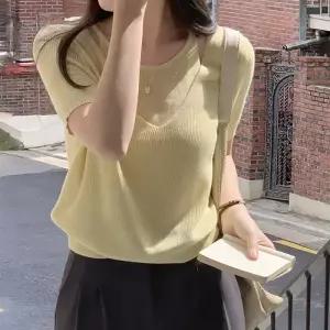 [코코블랑] 아벨린 레이어드 반팔 니트