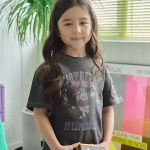 KIDS 익스플로 버니 피그먼트 반팔티 스모크블랙