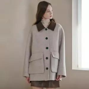 [마쟈]배색 스탠카라 핸드메이드 울 워크 자켓
