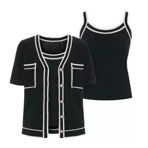 (택가139000원)[티뷰] 라인골지나시가디건세트_V6B-CSE005