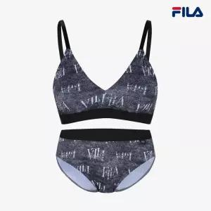 [휠라 언더웨어][휠라] 모노 로고 프린트 브라 브리프 세트 다크멜란지 (FI4BAG3051F_2SKU)