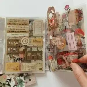 20 시트 빈티지 애완 동물 스티커 책 Diy 일기 나비 앨범 Scrapbooking 레트로 꽃 재료 종이 장식