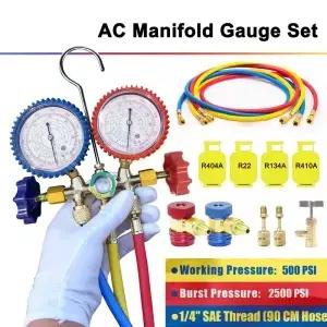 R410A R22 R134a R404A 매니폴드 게 세트 HVAC A/C 냉동 충전 호스 조정 가능한 커플러 어댑터 탭