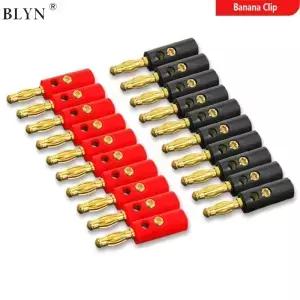 20PCS 바나나 플러그 커넥터 스피커 와이어 케이블 나사 오디오 용 솔더 프리 4mm 금도금 어댑터