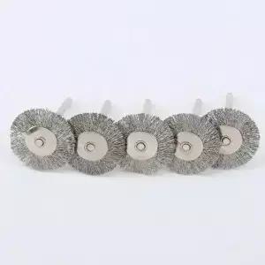 5pcs 25mm 실버 스테인레스 스틸 와이어 브러쉬 휠 라운드 다이 그라인더 로타리 도구 연마 액세서리