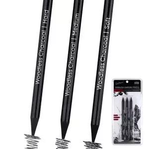 3pcs Woodless 흑연 연필 세트 소프트 미디엄 하드 스케치 잉 검은 예술가 학생을위한 미술 용품
