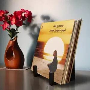 Maycords 블랙 비닐 레코드 디스플레이 선반 데스크탑 사무실 신문 책 보관 랙 침대 옆 테이블 LP 앨범