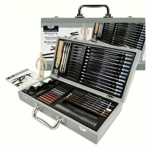 60PCS 나무 상자 스케치 연필 세트 미술 잉 다용도 목탄 그림 아티스트 페인팅 문구