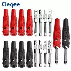 Cleqee 10pcs 4mm 스택형 바나나 플러그 32A 멀티 미터 스피커 케이블 용 고전류 나사 /용접 구리 커넥터
