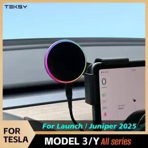 차량용 핸드폰 거치대 15W 및 25W Qi2.2 마그네틱 무선 충전기 테슬라 모델 Y 3 JUNIPER 2026용 MagSafe