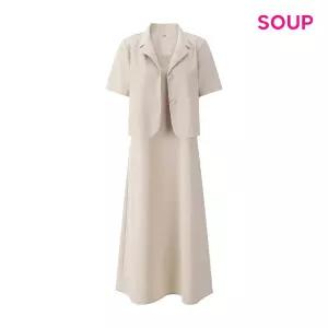 [롯데백화점]SOUP 더블 카라 반팔 자켓 앤 V넥 슬리브리스 플레어 원피스 S65ST05