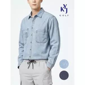 [아웃도어스/김영주골프]김영주골프 봄가을 빅포켓 데님 셔츠 캐주얼 남성 청남방 DQSMSH34