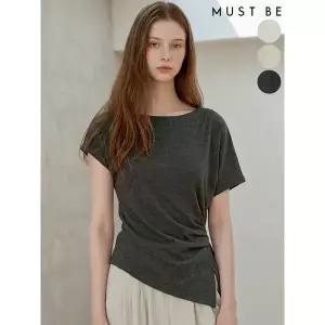 [하프클럽/머스트비]옆셔링 버튼 언발 티셔츠 (목걸이set)