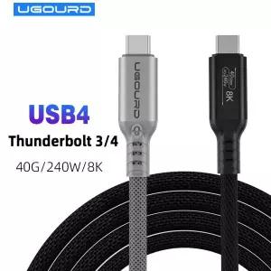 [호환] UGOURD 썬더볼트 4 USB4 케이블 40Gbps 썬더볼트3 0.2m - 2m 타입 C 고속 충전 240W 데이터 전송 US