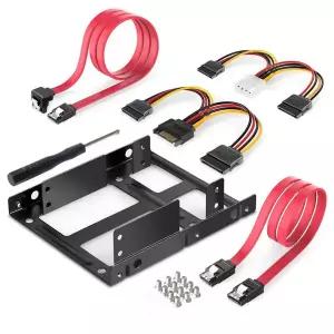 2.5인치  3.5인치 듀얼 베이 외장형 HDD/SSD 브래킷 금속 어댑터 키트 SATA 케이블 없음 또는 SATA 케이블