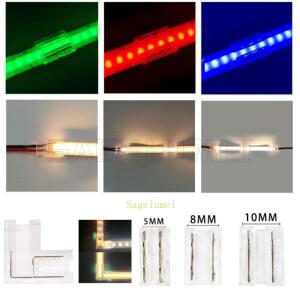 5/10/30/50Pcs 2Pin 5mm/8mm/10mm SMD Cob L 자형 커넥터 스트립 솔더리스 코너 쉬운 연결 COB 범용
