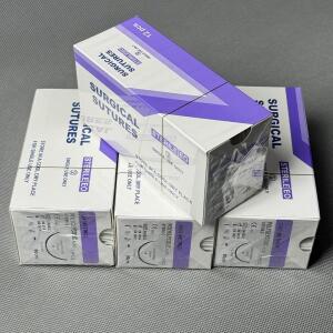 의대생 흡수성 봉합사 애완견 PGA 수의학 수술 바늘 폴리글리콜산 무균 동물 사용 90cm 1box