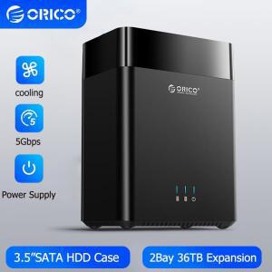 ORICO 2베이 HDD 인클로저 하드 드라이브 케이스 3.5인치 SATA 도킹 스테이션 USB 타입 C DAS 스지 박스 36