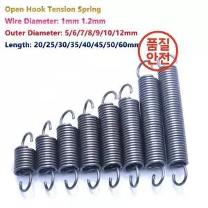 5pcs 와이어 직경 1mm 오픈 후크 인장 스프링 풀백 코일 드래프트 OD 5/6/7/8/9/10/12mm