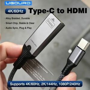 20cm USB-C 타입 HDMI 암 어댑터 4K 60Hz 휴대폰 핸드폰 유선 미러링 케이블 컨버터 전체 구리 코어 금도금