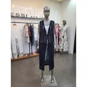 제시뉴욕 세이브존05 그물짜임 니트 롱 베스트 JF55NSKG357S