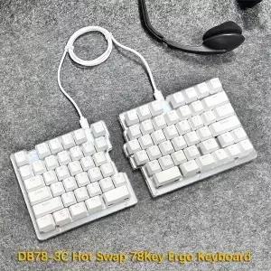 DEBROGLIE DB783C 분할 키보드 LED 백라이트 에르고 핫 스왑 가능 78키 부트맵퍼 마로 디자인 기계식 유선